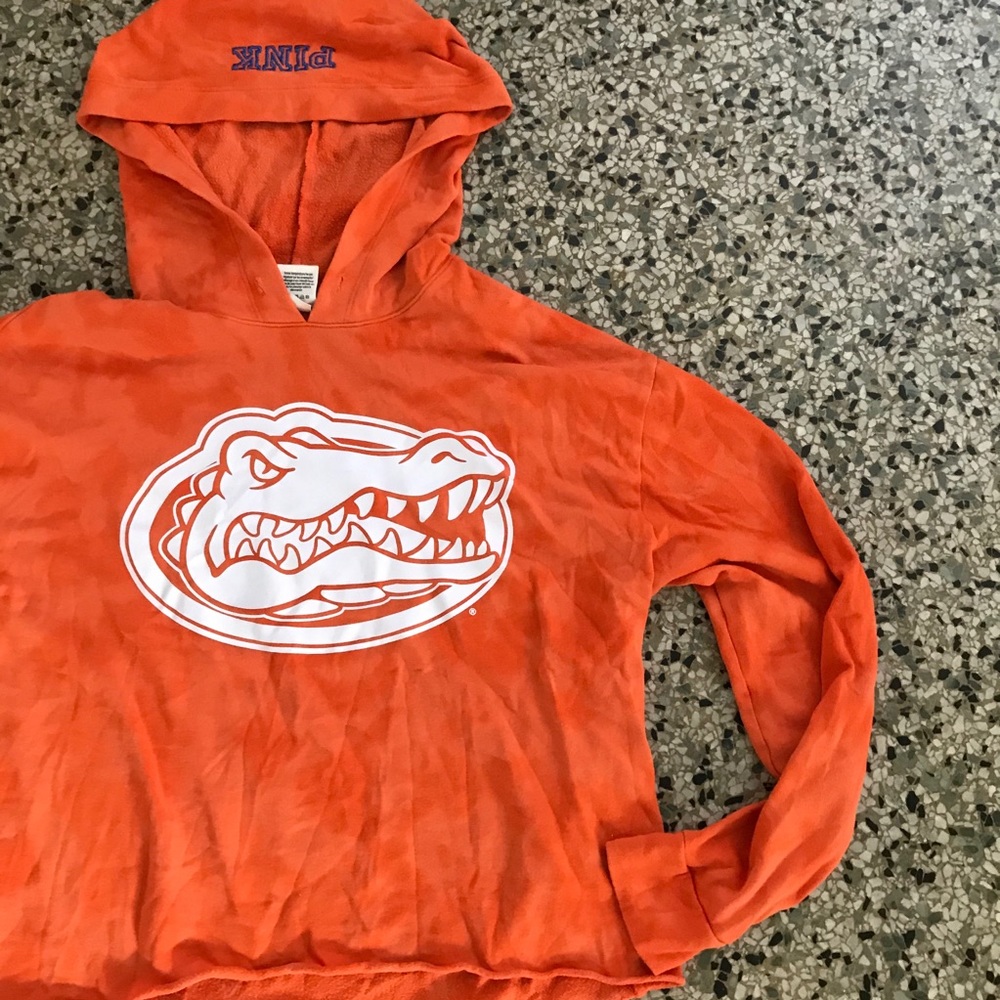 PINK Gators Cropped Baggy Bleach Tie Dye Hoodie - Picture 3 of 4